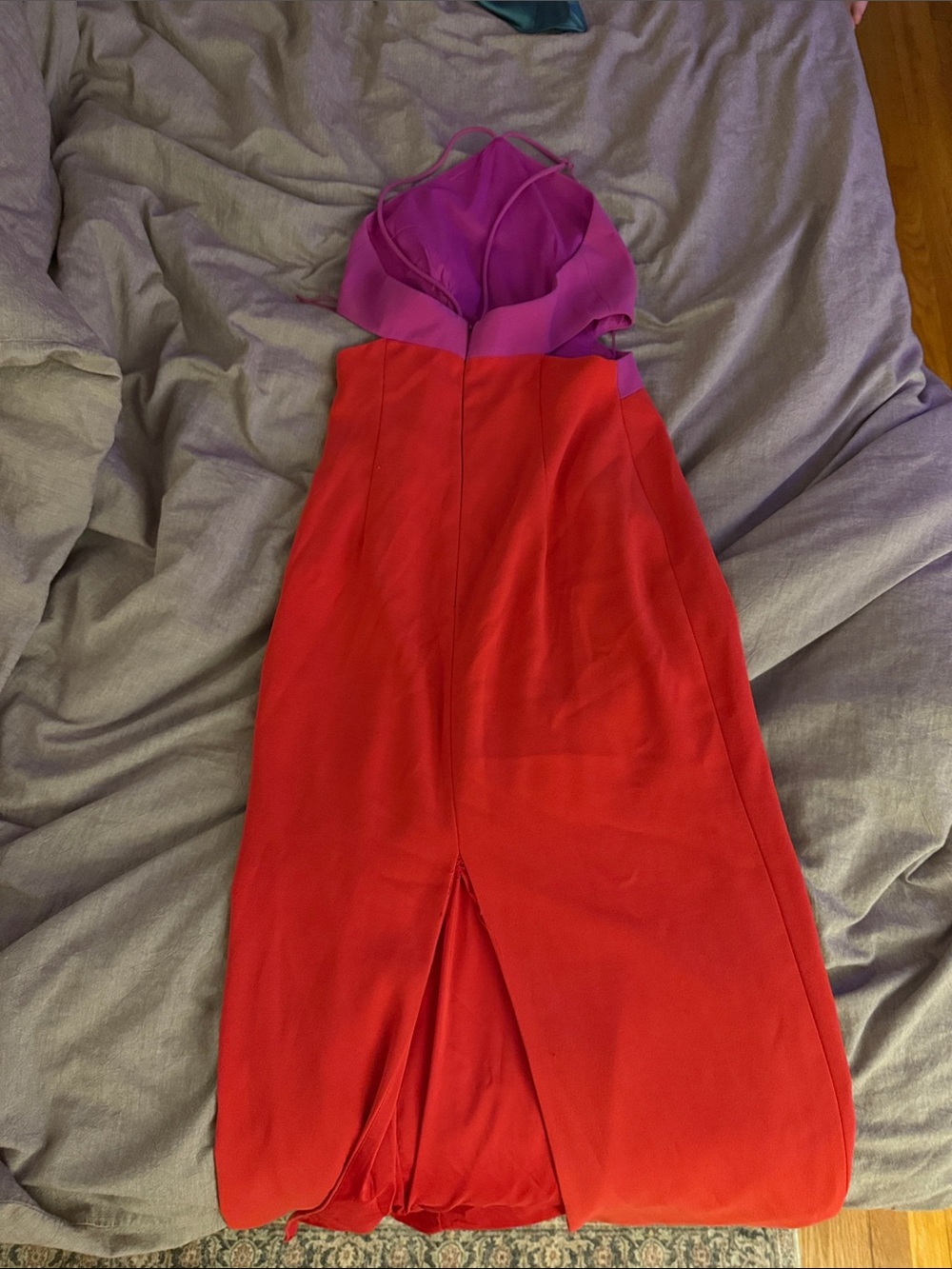 Women’s Red and Purple Colorblock Evening Dress